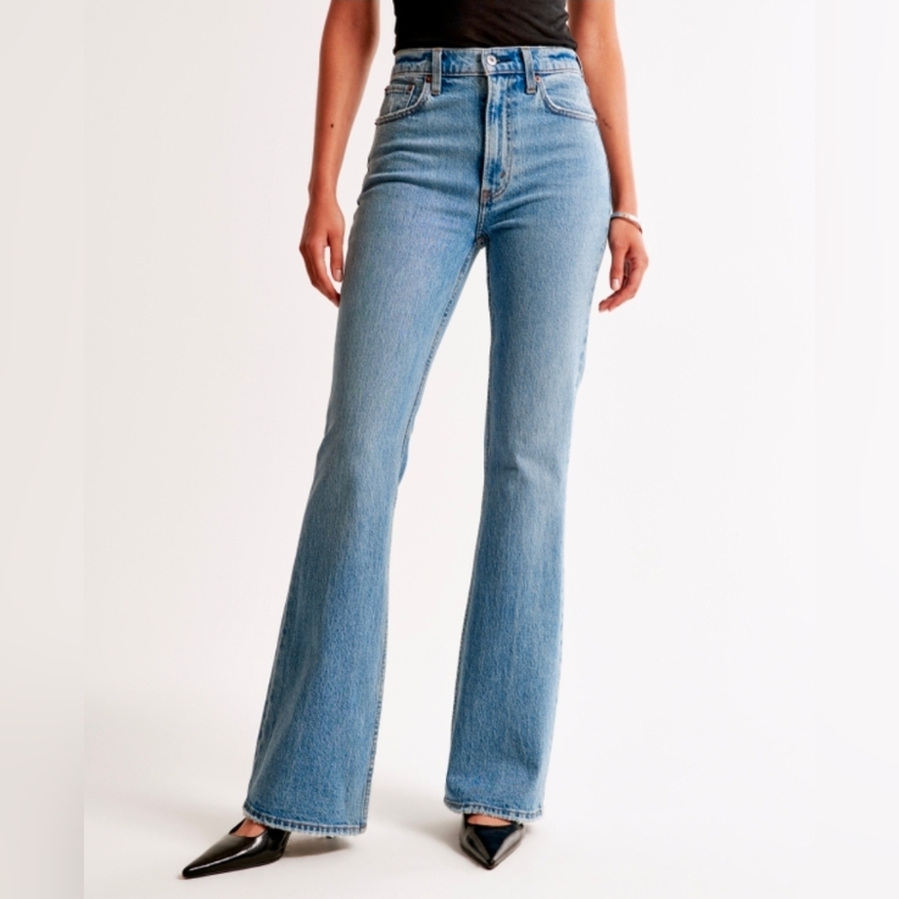Abercrombie & Fitch Light Blue High-Rise Flare Jeans